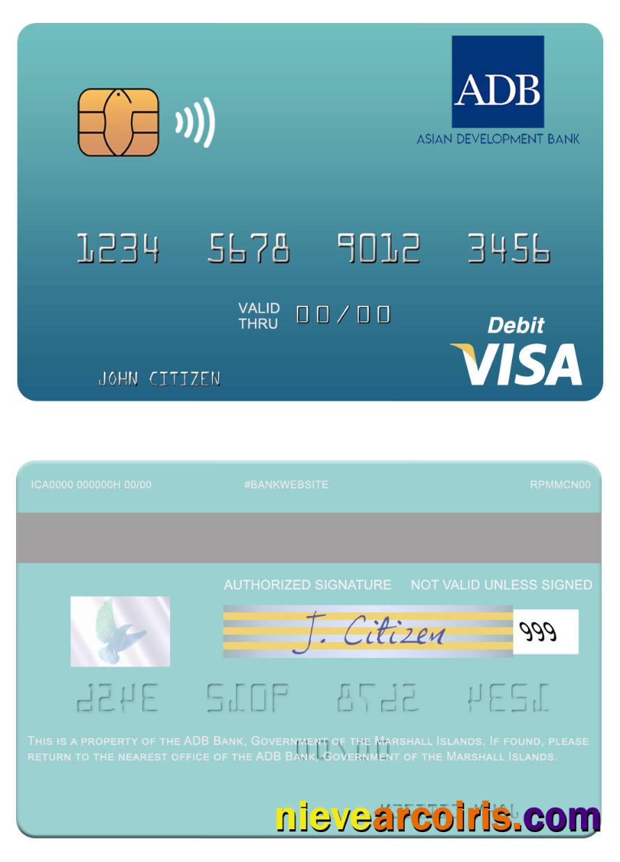 Government of the Marshall Islands ADB Bank visa debit card